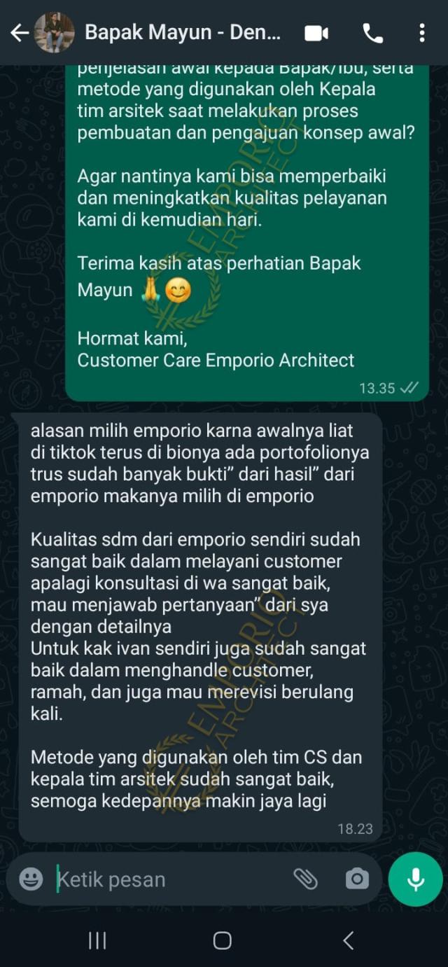 Testimonial Desain Rumah Villa Bali 2 Lantai Bapak MYN 1653