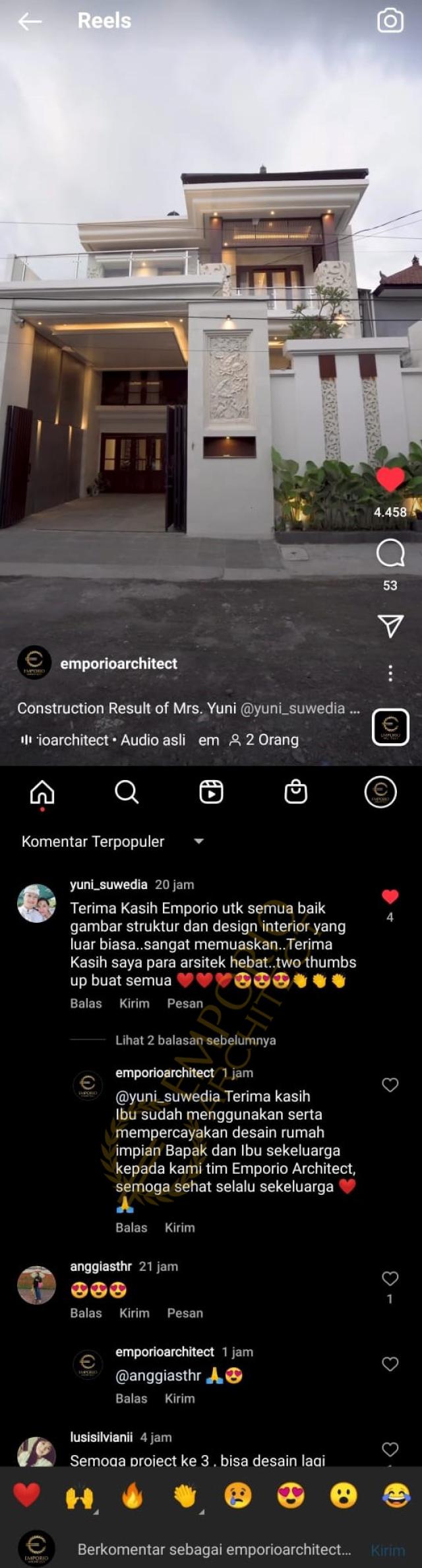 Testimonial Desain Rumah Villa Bali 2.5 Lantai Ibu dr. Yuni dan Bapak dr. Surya di  Denpasar, Bali