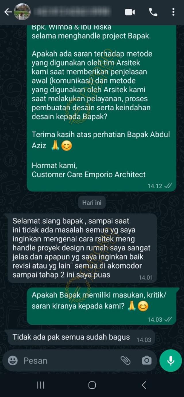 Testimonial Desain Rumah Villa Bali Modern 1 Lantai Bapak ADZ 1899