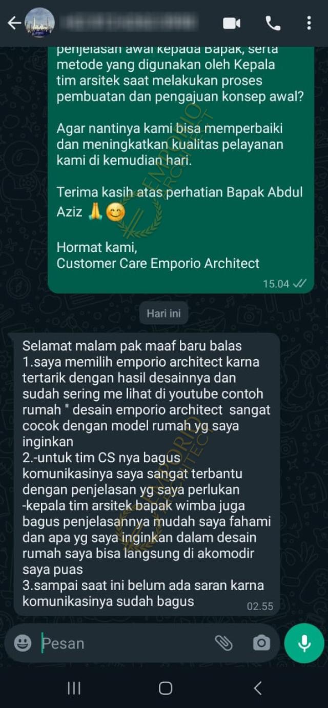 Testimonial Desain Rumah Villa Bali Modern 1 Lantai Bapak ADZ 1899