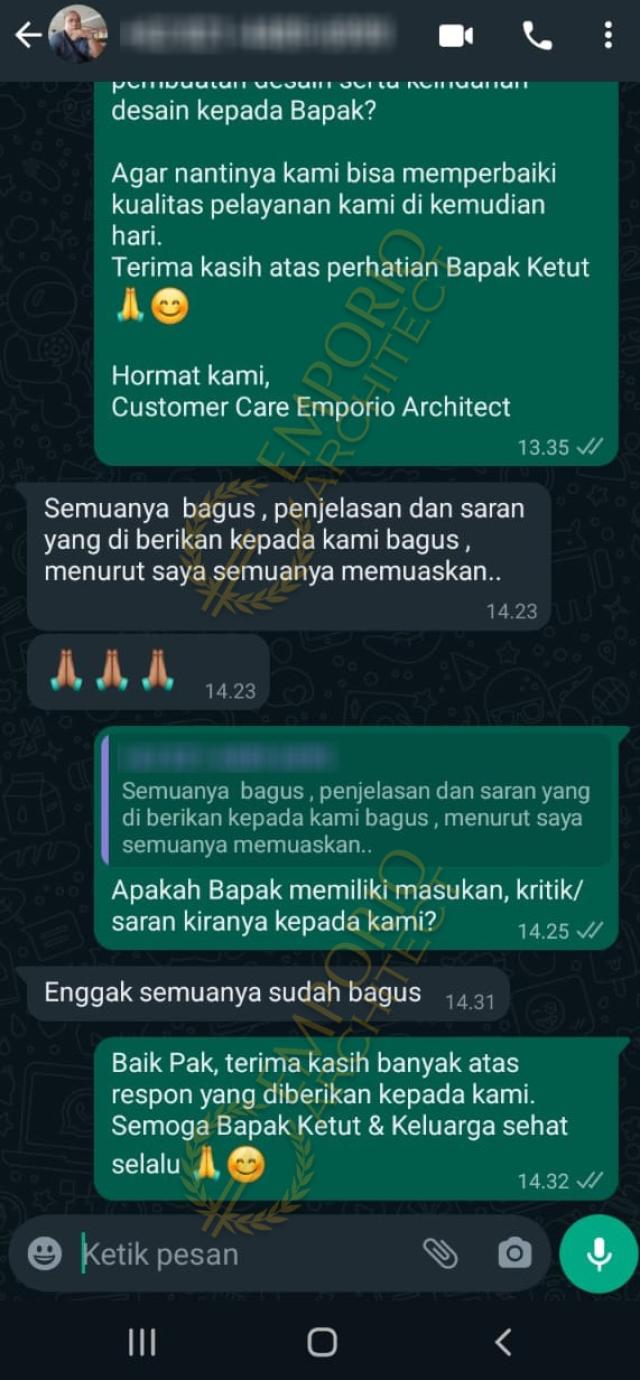 Testimonial Desain Rumah Villa Bali Modern 2 Lantai Bapak KTS  1502 di  Sanur, Bali