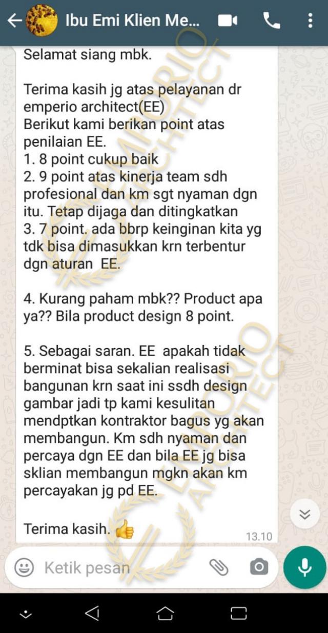 Testimonial Desain Rumah Villa Bali Modern 2 Lantai Ibu Emi II di  Medan, Sumatera Utara