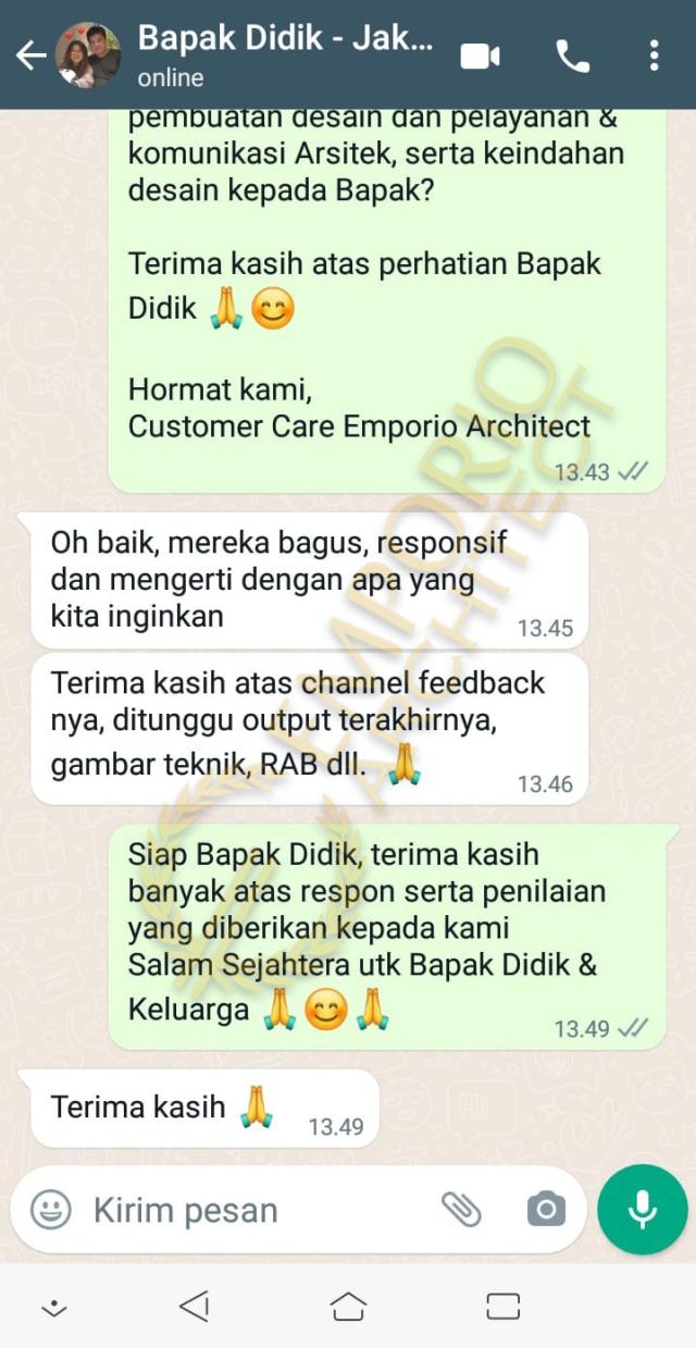 Testimonial Desain Villa Modern 1 Lantai Bapak Didik