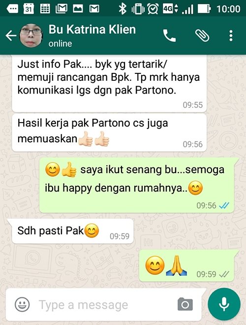 Testimonial Desain Rumah Villa Bali 2 Lantai Ibu Katrina di  Depok, Jawa Barat