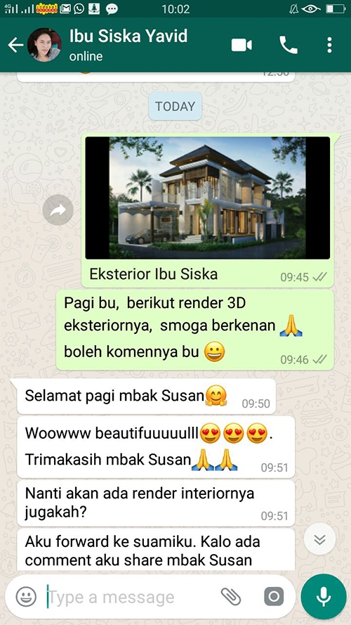 Testimonial Desain Rumah Hook Villa Bali 2 Lantai Ibu Siska