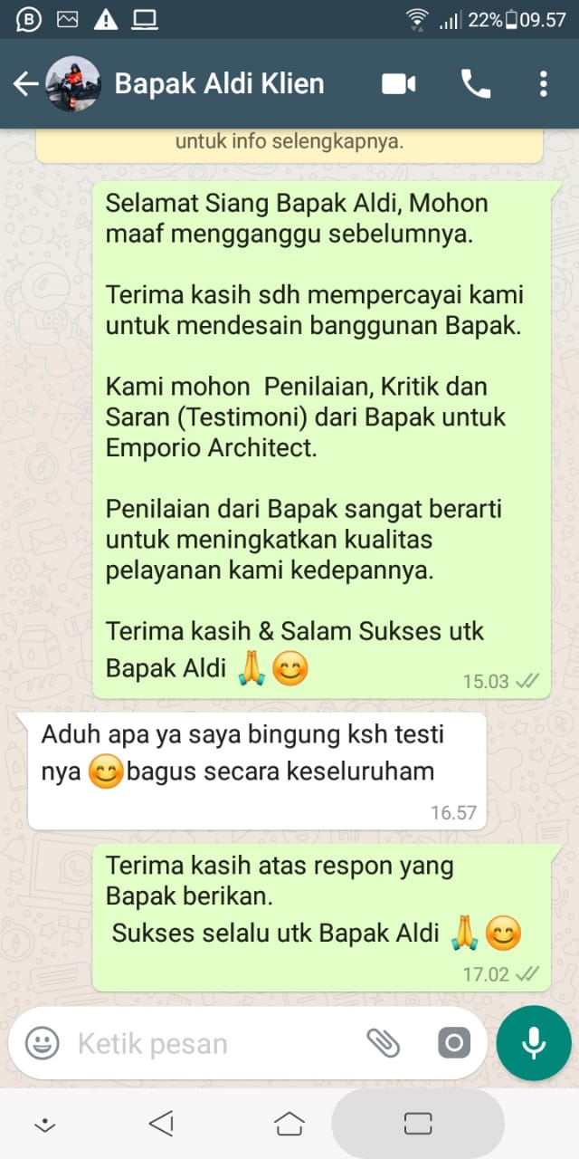 Testimonial Desain Rumah Hook Classic 2 Lantai Bapak Aldi