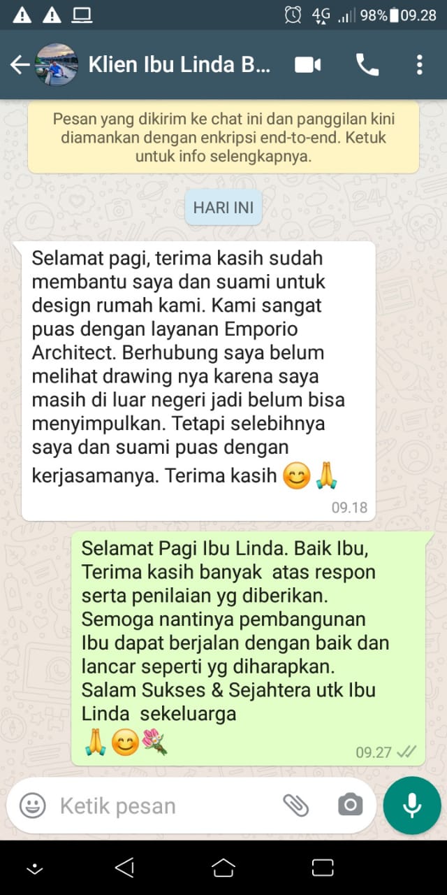 Testimonial Desain Rumah Etnik 1 Lantai Ibu Linda