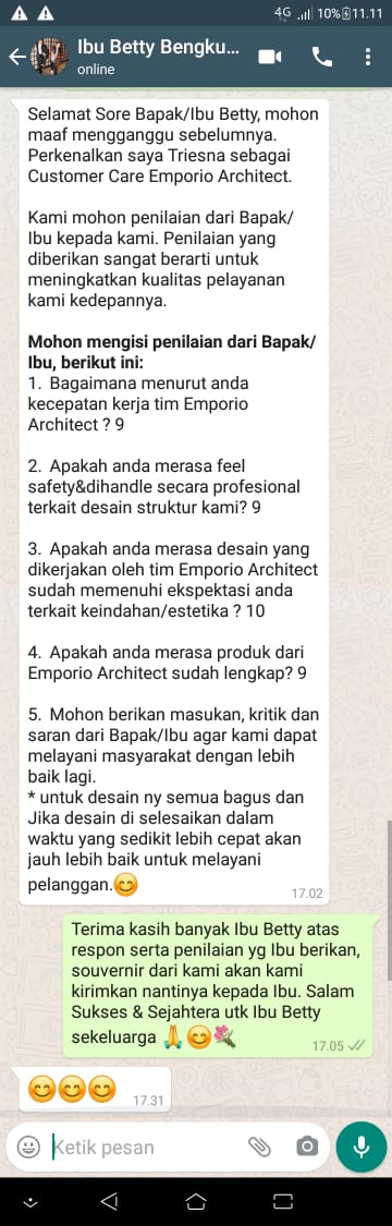 Testimonial Desain Rumah Classic 2 Lantai Ibu Betty di  Bengkulu