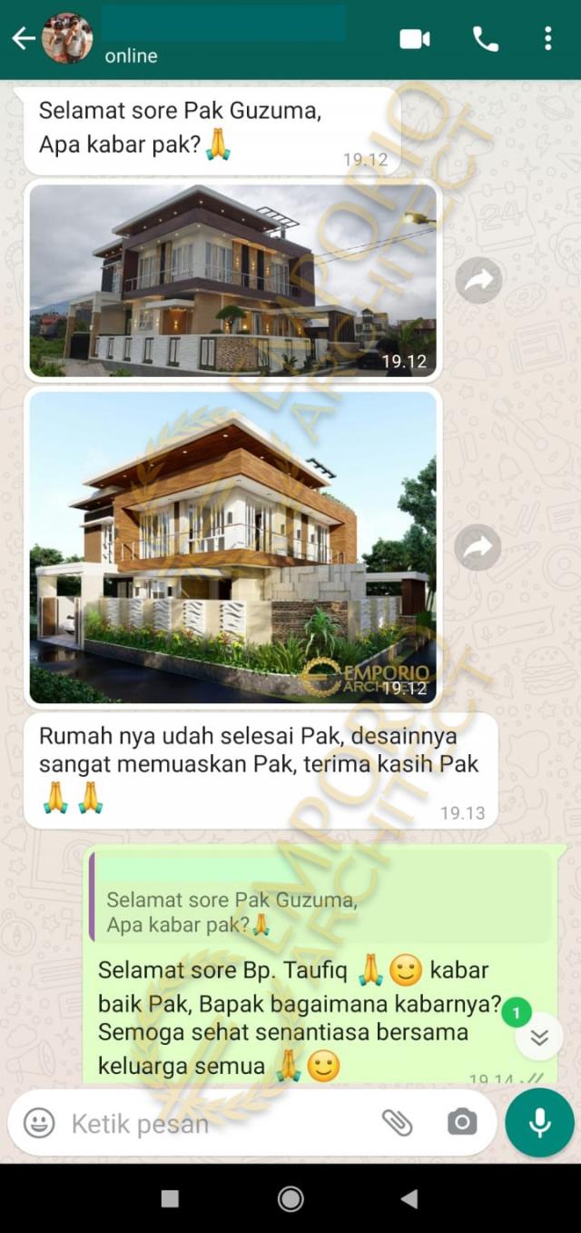 Testimonial Desain Rumah Modern 2 Lantai Bapak Taufiq di  Bukittinggi, Sumatera Barat