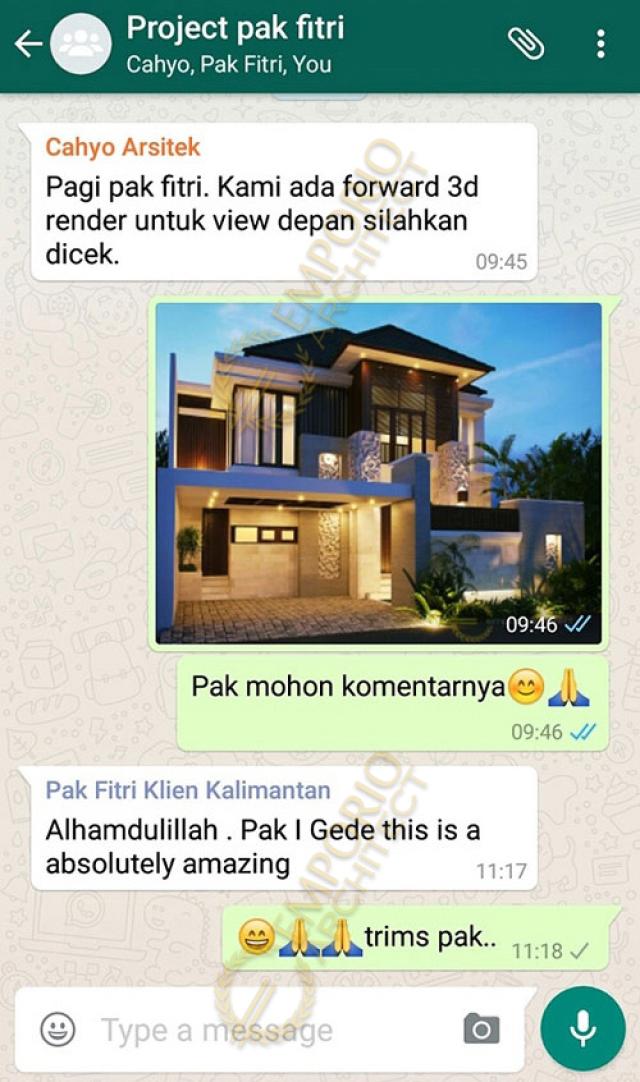 Testimonial Desain Rumah Villa Bali 2 Lantai Bapak Fitri Hendarto di  Bontang, Kalimantan Timur