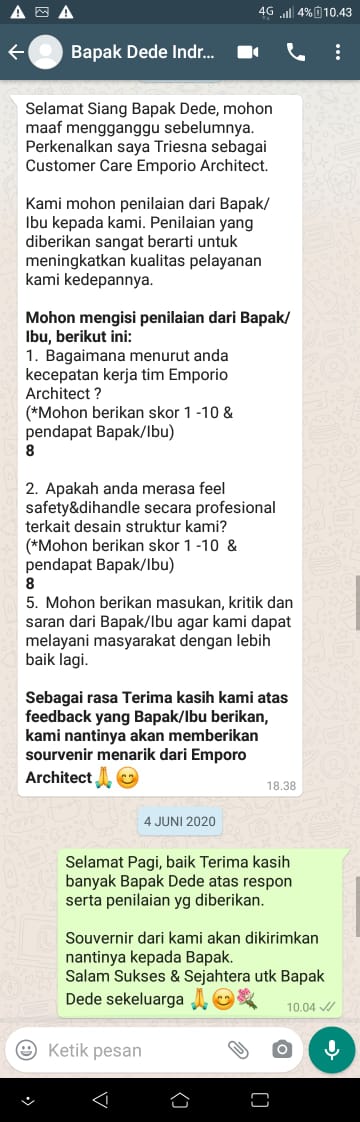 Testimonial Desain Rumah Classic 1 Lantai Bapak Dede Darsono di  Indramayu, Jawa Barat