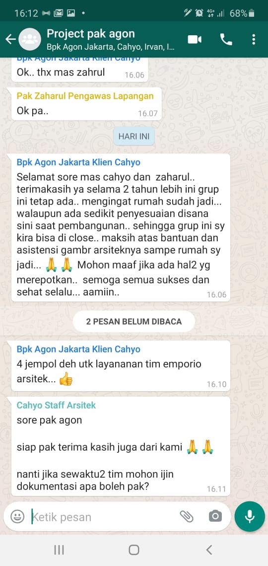 Testimonial Desain Rumah Modern 2 Lantai Bapak Agon di  Jakarta