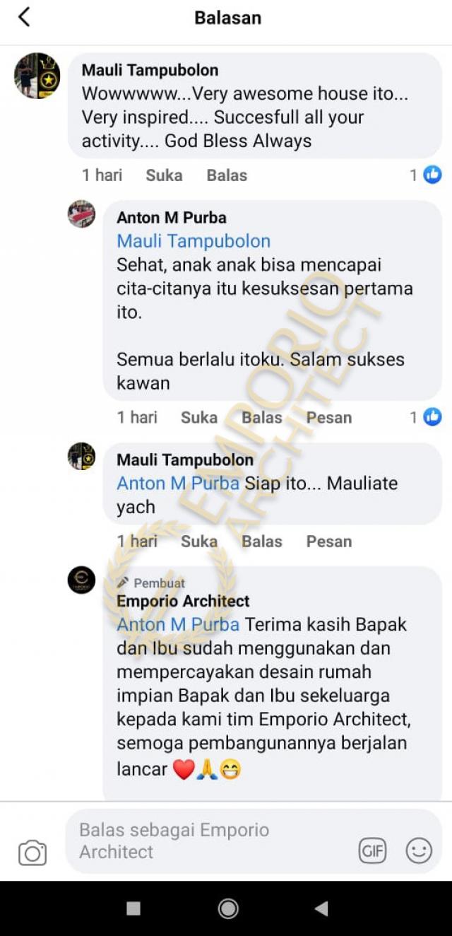 Testimonial Desain Rumah Modern 2 Lantai Bapak Anton M. Purba di  Jakarta