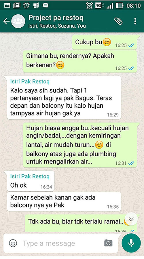 Testimonial Desain Rumah Villa Bali 2 Lantai Bapak Restoq di  Cilangkap, Jakarta Timur