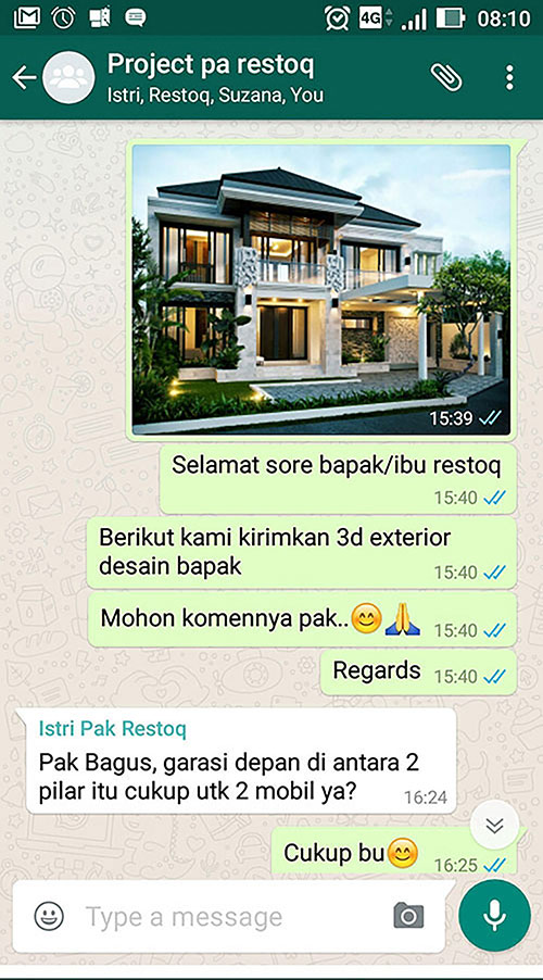 Testimonial Desain Rumah Villa Bali 2 Lantai Bapak Restoq di  Cilangkap, Jakarta Timur