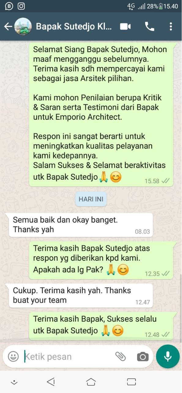 Testimonial Desain Rumah Classic 3 Lantai Bapak Sutedjo di  Jakarta