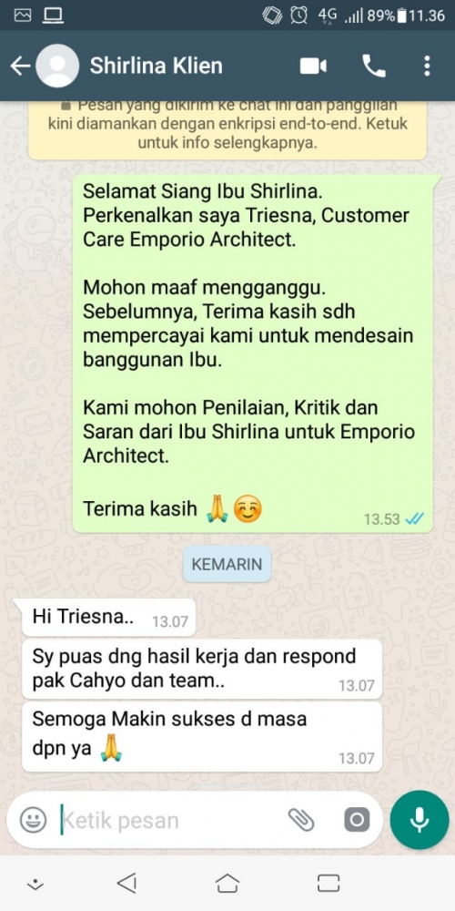 Testimonial Desain Rumah Modern 2 Lantai Ibu Shirlina di  Jakarta