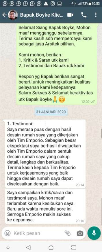 Testimonial Desain Rumah Modern 2 Lantai Bapak Boyke