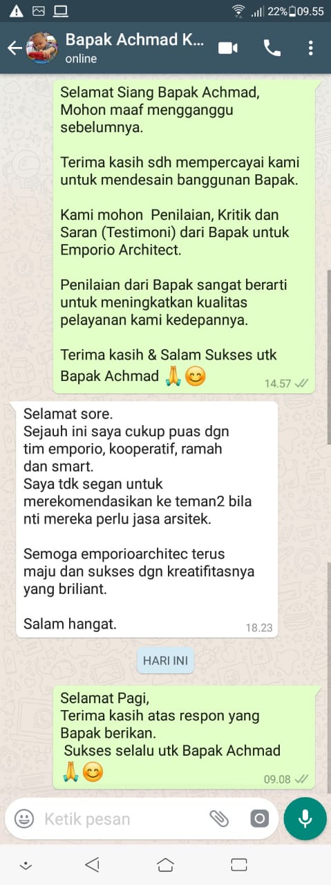 Testimonial Desain Restoran Modern 1 Lantai Bapak Ahmad