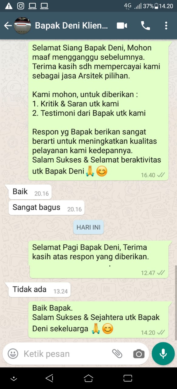 Testimonial Desain Rumah Modern 2 Lantai Bapak Deni di  Karawang, Jawa Barat