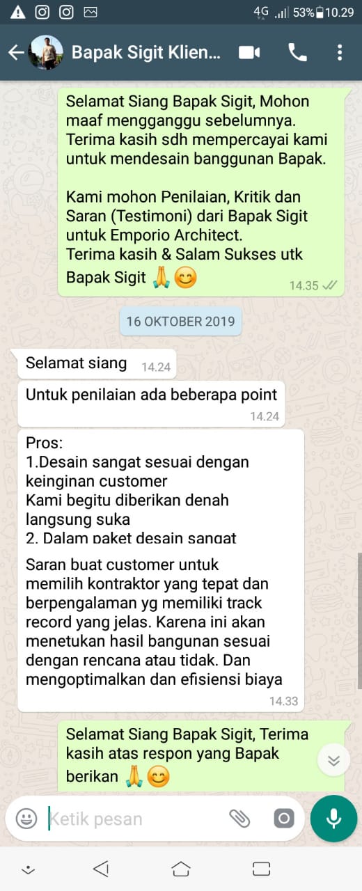 Testimonial Desain Rumah Modern 2 Lantai Bapak Sigit II