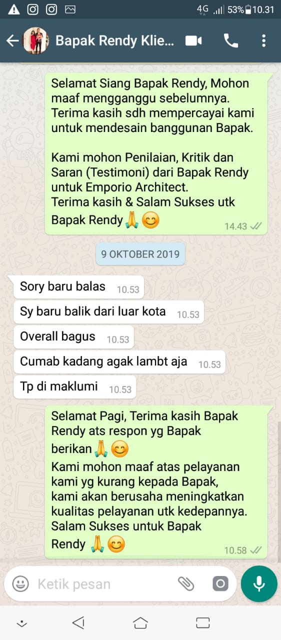 Testimonial Desain Rumah Modern 2 Lantai Bapak Rendy di  Makassar