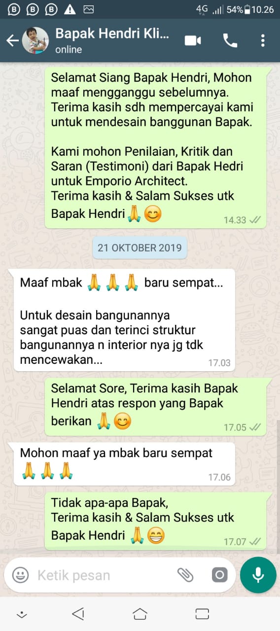 Testimonial Desain Rumah Villa Bali 2 Lantai Bapak Hendri di  Padang, Sumatra Barat