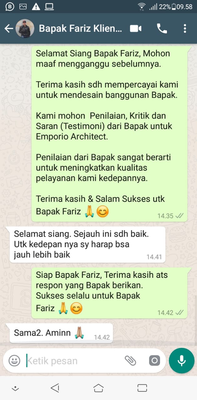 Testimonial Desain Rumah Classic 2 Lantai Bapak Fariz di  Pontianak