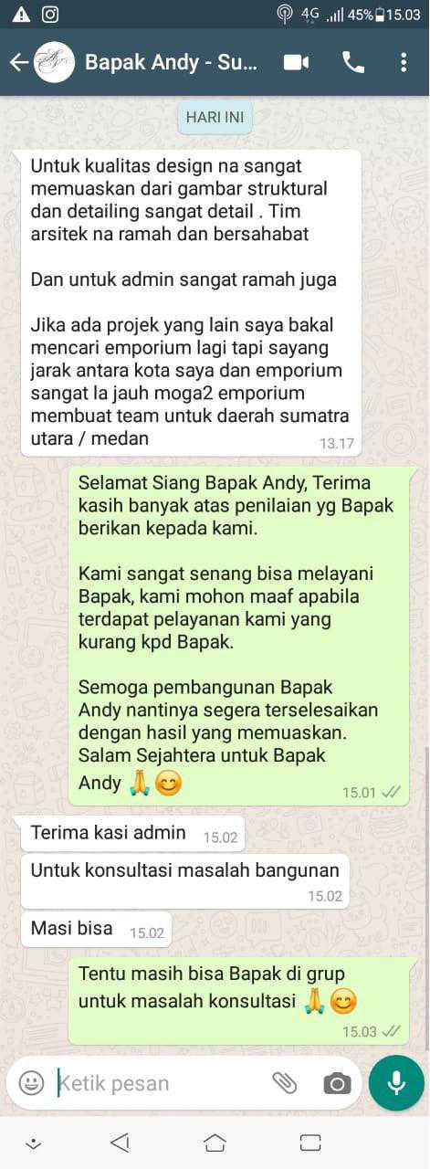 Testimonial Desain Rumah Modern 2 Lantai Bapak Andy di  Sumatera Utara