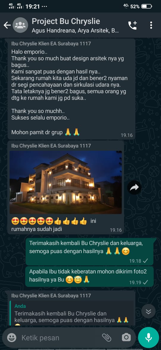 Testimonial Desain Rumah Hook Classic 3 Lantai Ibu Chryslie