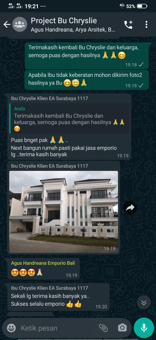 Testimonial Desain Rumah Hook Classic 3 Lantai Ibu Chryslie di  Surabaya