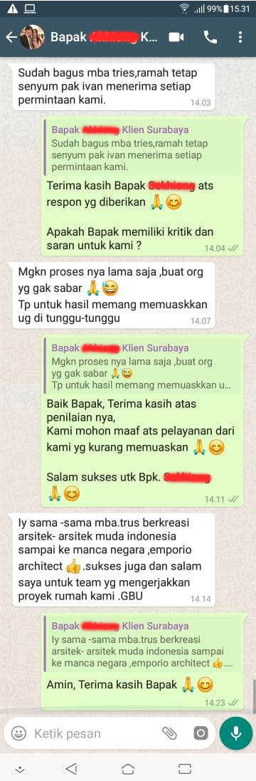 Testimonial Desain Rumah Villa Bali 3 Lantai Ibu Lidesy Layarda di  Surabaya