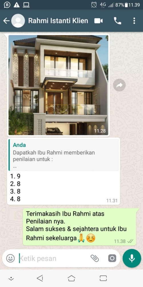 Testimonial Desain Rumah Modern 3 Lantai Ibu Rahmi