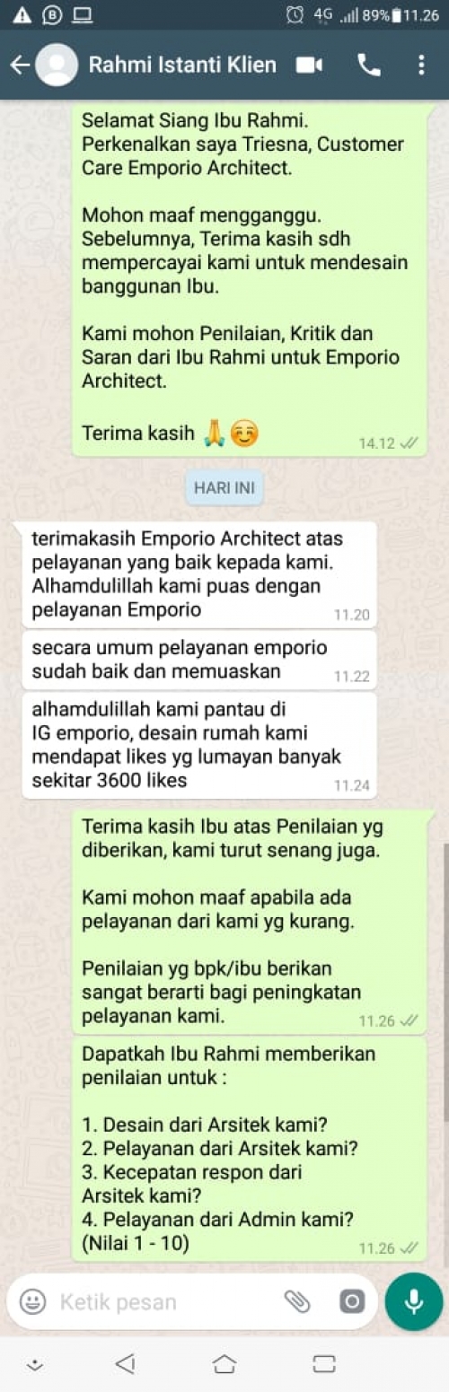 Testimonial Desain Rumah Modern 3 Lantai Ibu Rahmi