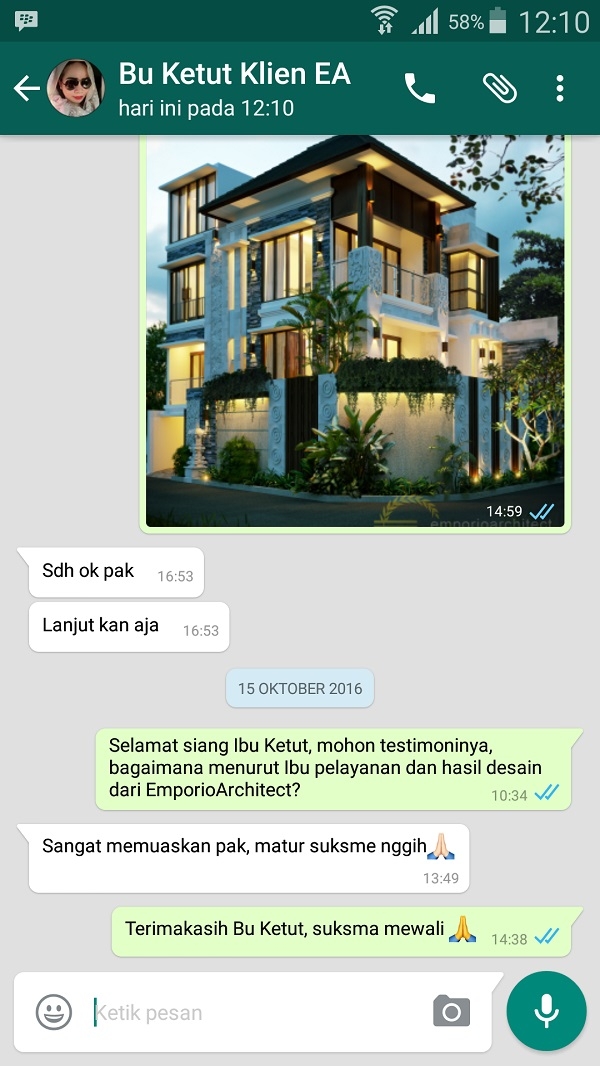 Testimonial Desain Rumah Villa Bali 3 Lantai Ibu Ketut Nuriati di  Denpasar, Bali