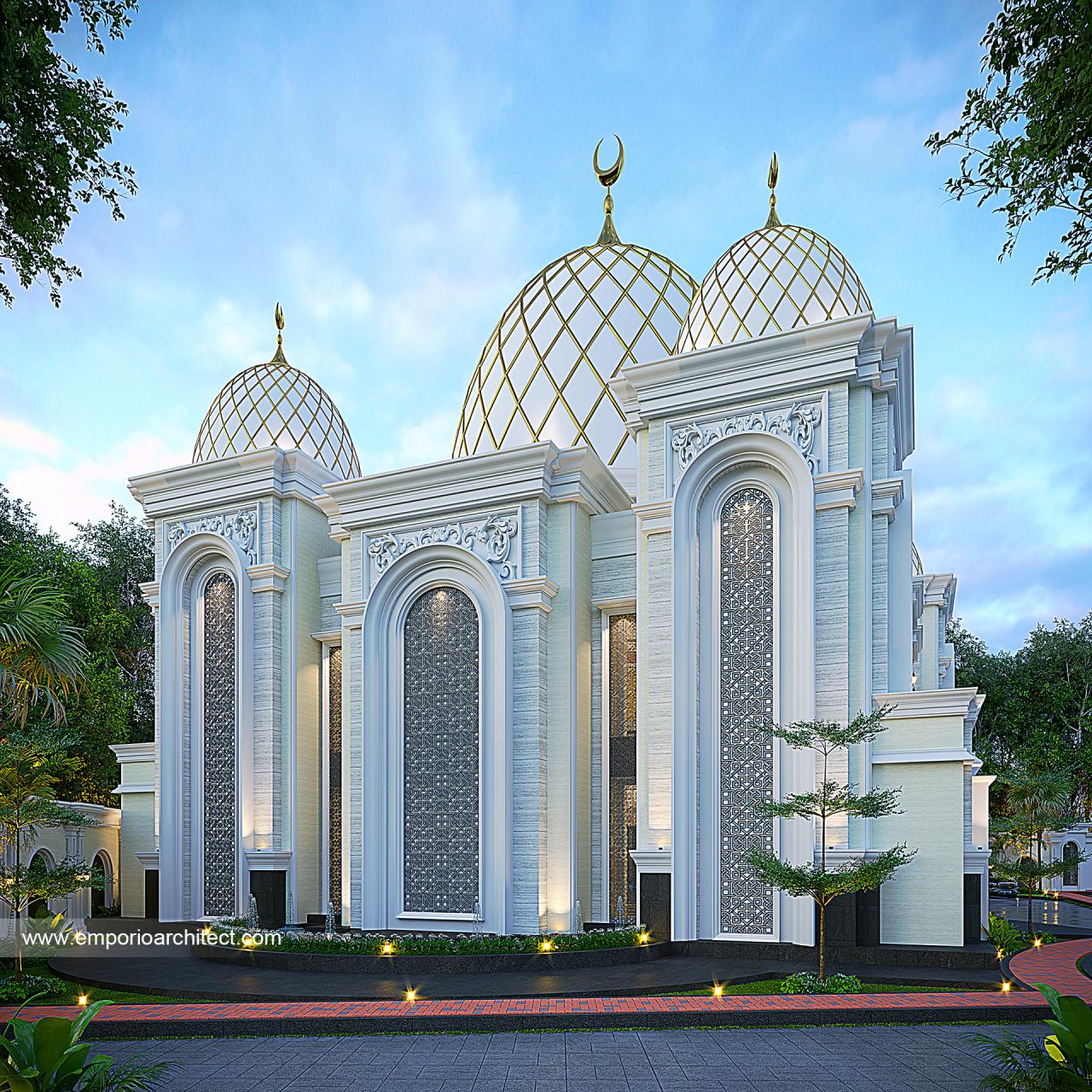 Desain Tampak Belakang Masjid Grand Marina Style Klasik 2 Lantai Di