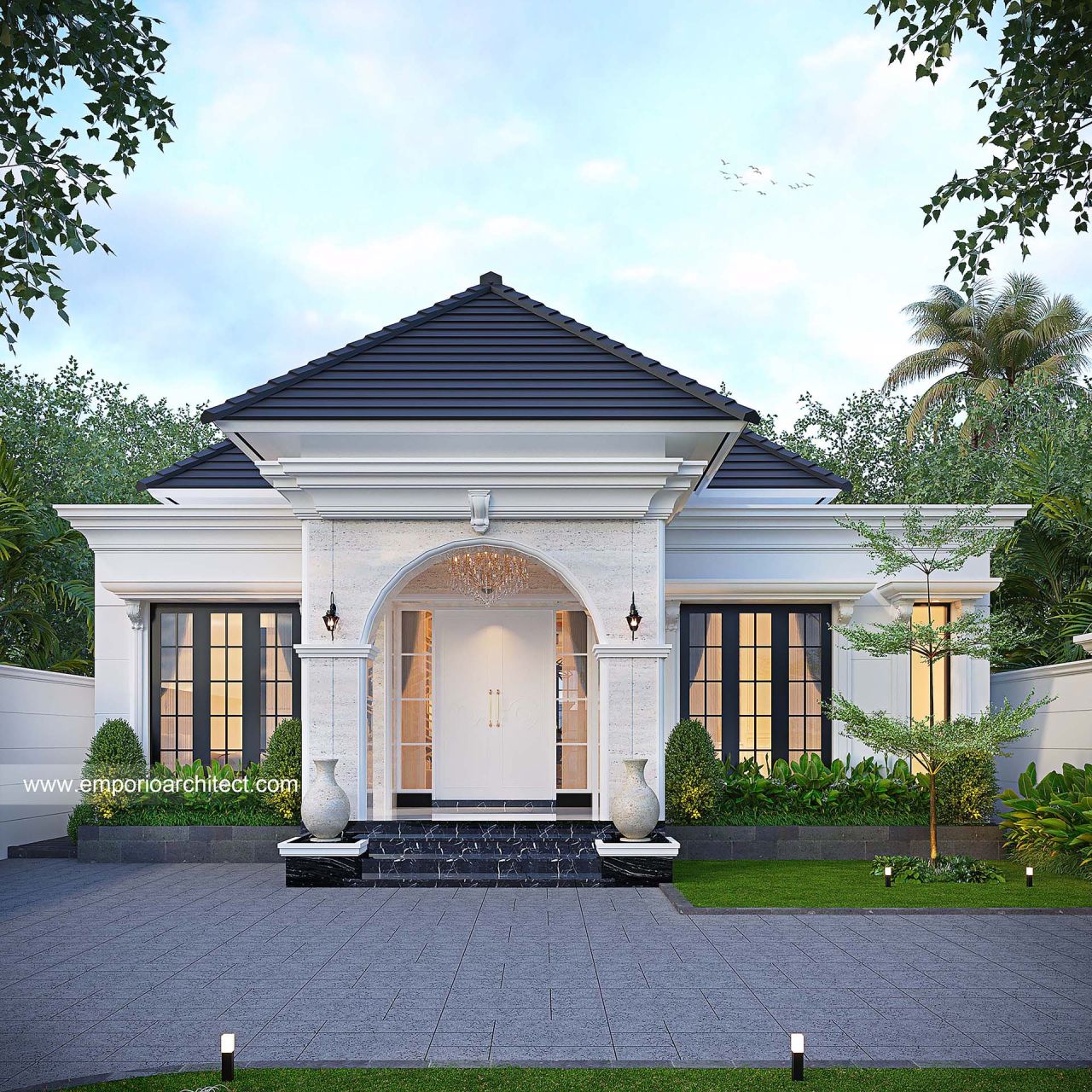 Mrs. SLV Classic House 1 Floor Design - Palembang 37170 - Facade Design