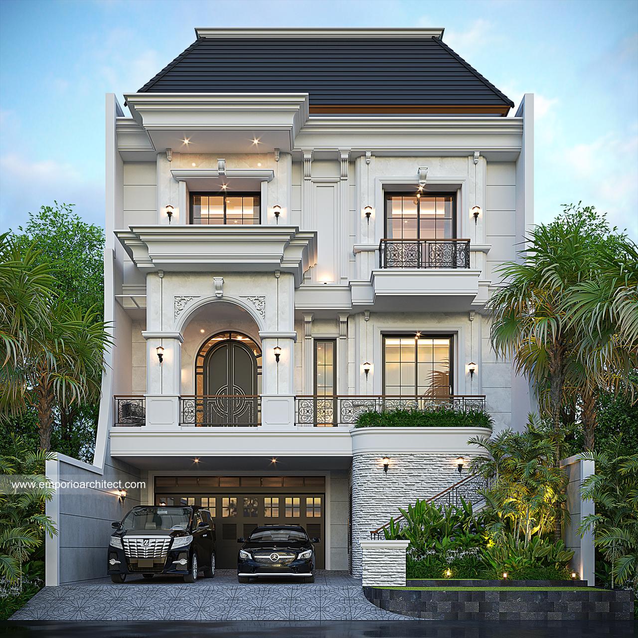 Gambar Desain Rumah Mediteran Klasik 3 Lantai Bapak RBB 1640 di  PIK, Jakarta Utara