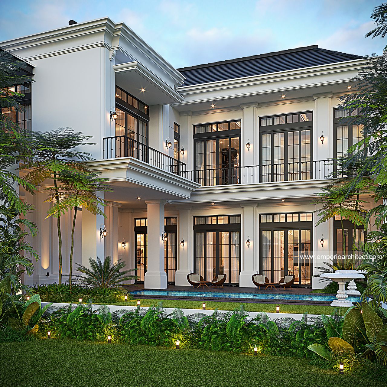 Gambar Desain Rumah Klasik Mediteran 2 Lantai Ibu HD di  Banjarmasin