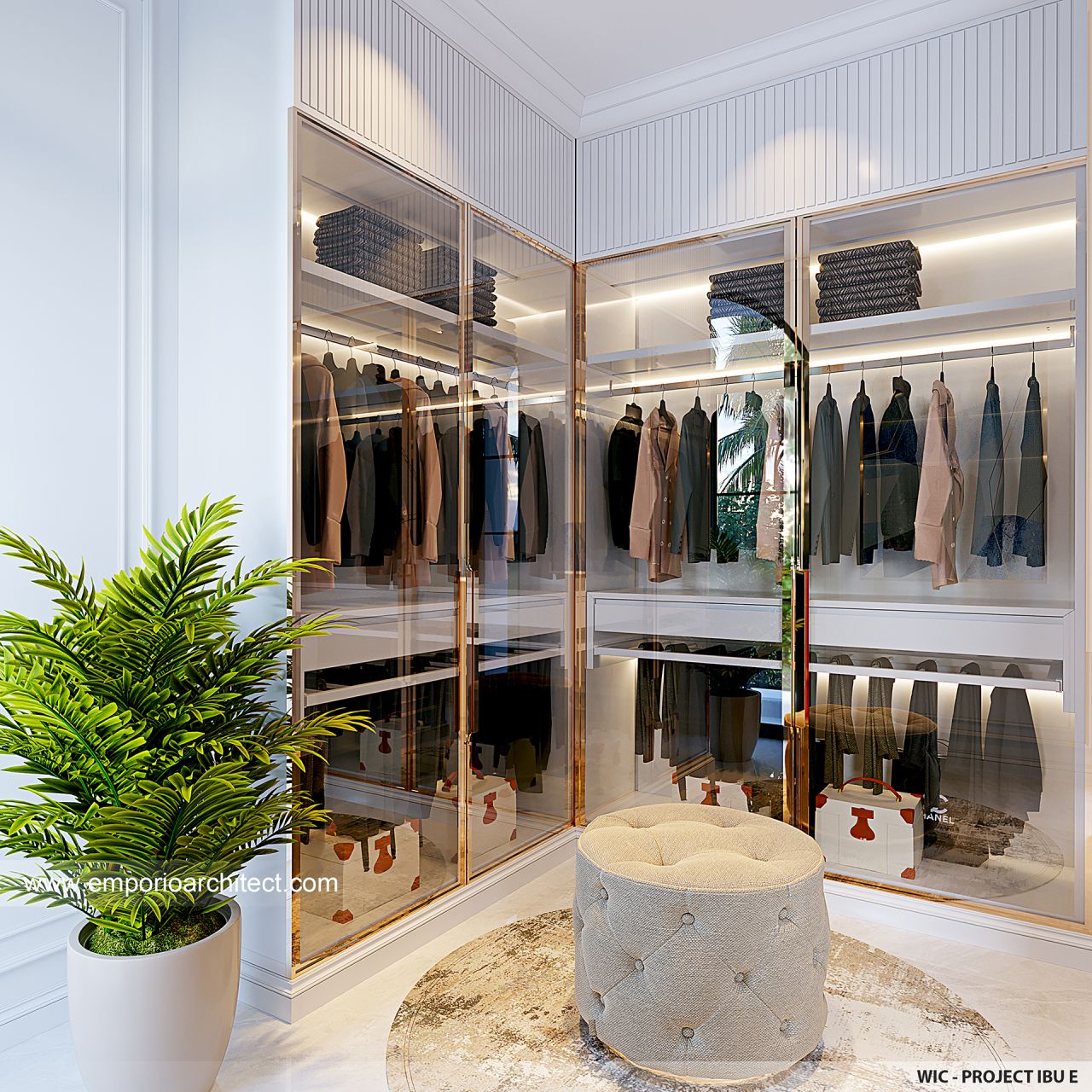 Desain Walk In Closet Rumah Klasik Modern 2 Lantai Ibu E Di Jakarta ...