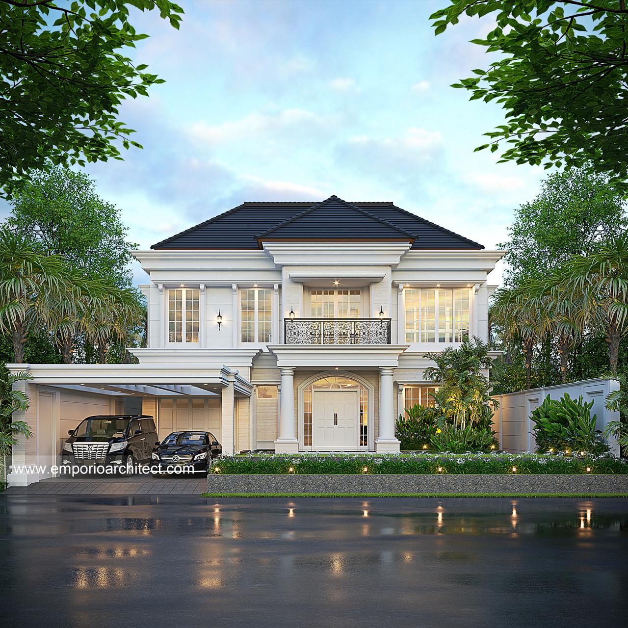 Gambar Desain Rumah Klasik Modern 2 Lantai Bapak FJR 1608 di  Yogyakarta