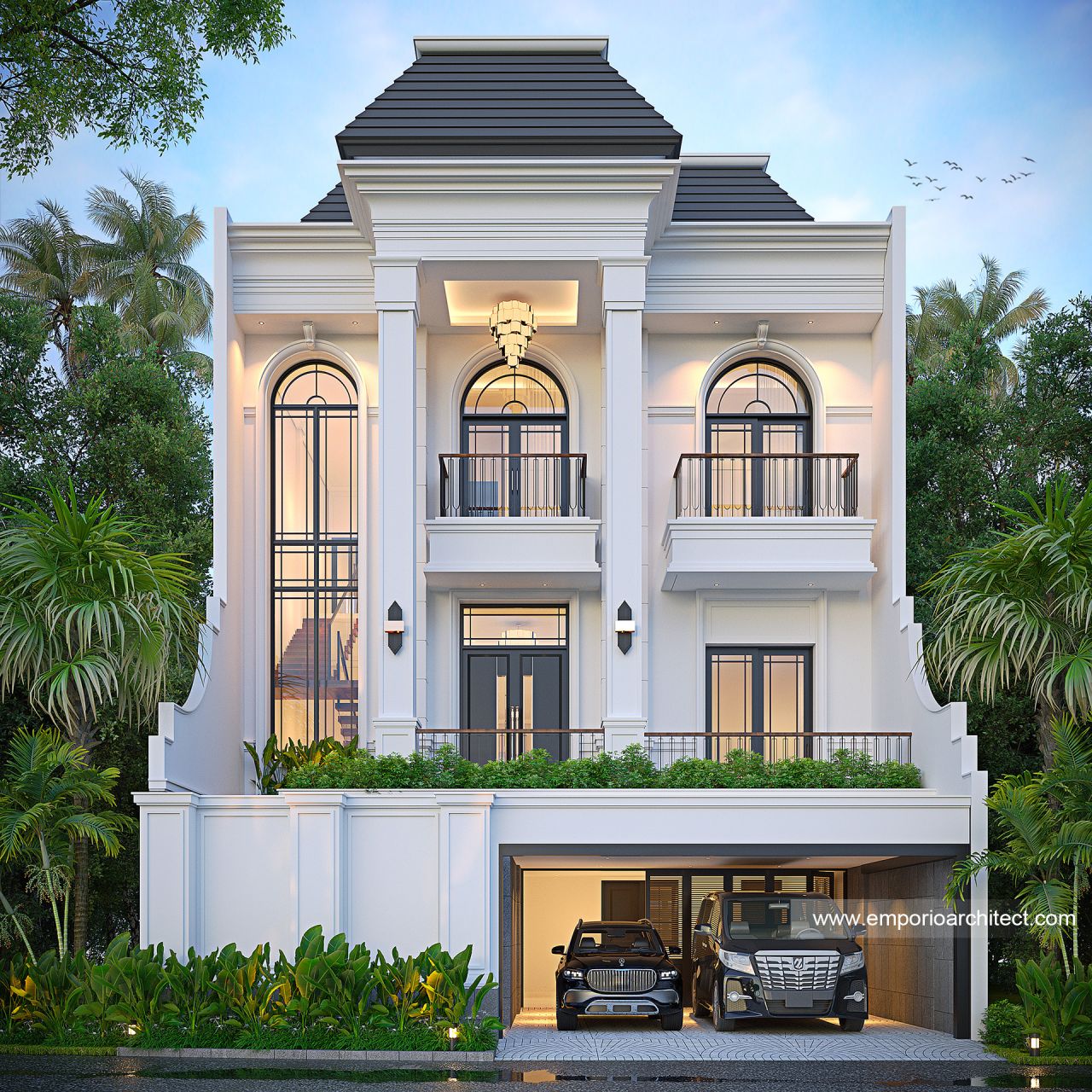 Gambar Desain Rumah Klasik Modern 3 Lantai Ibu SLT 1680 di  Jakarta Selatan