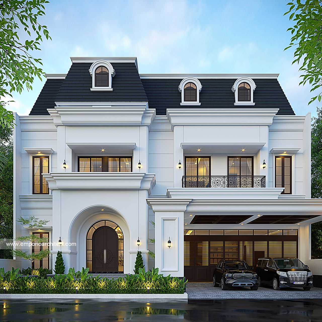 Gambar Desain Rumah Mediteran Klasik 3 Lantai Bapak GNW 1919 di  PIK 2, Tangerang