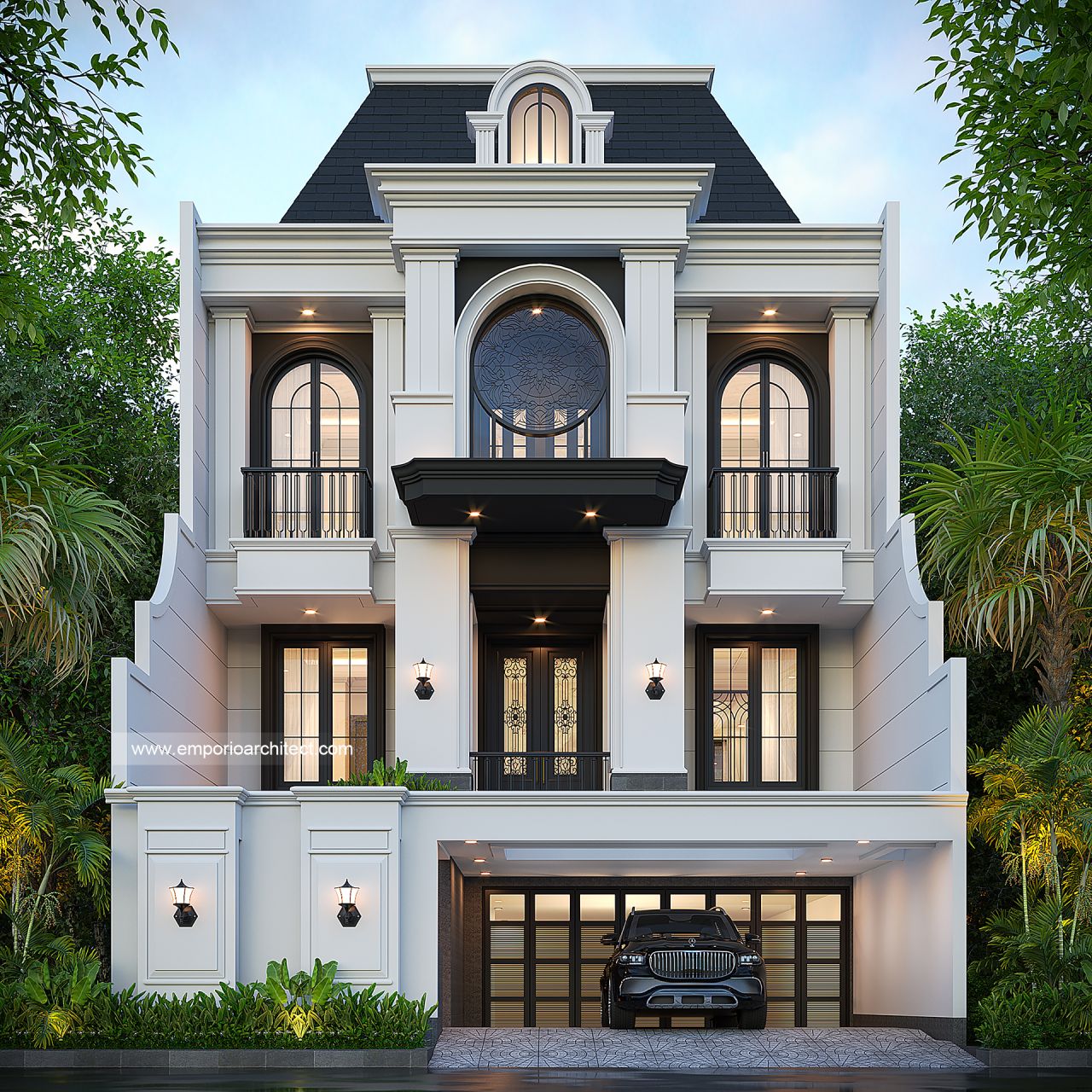 Gambar Desain Rumah Mediteran Klasik 3 Lantai Ibu TN IX di  Jakarta Selatan