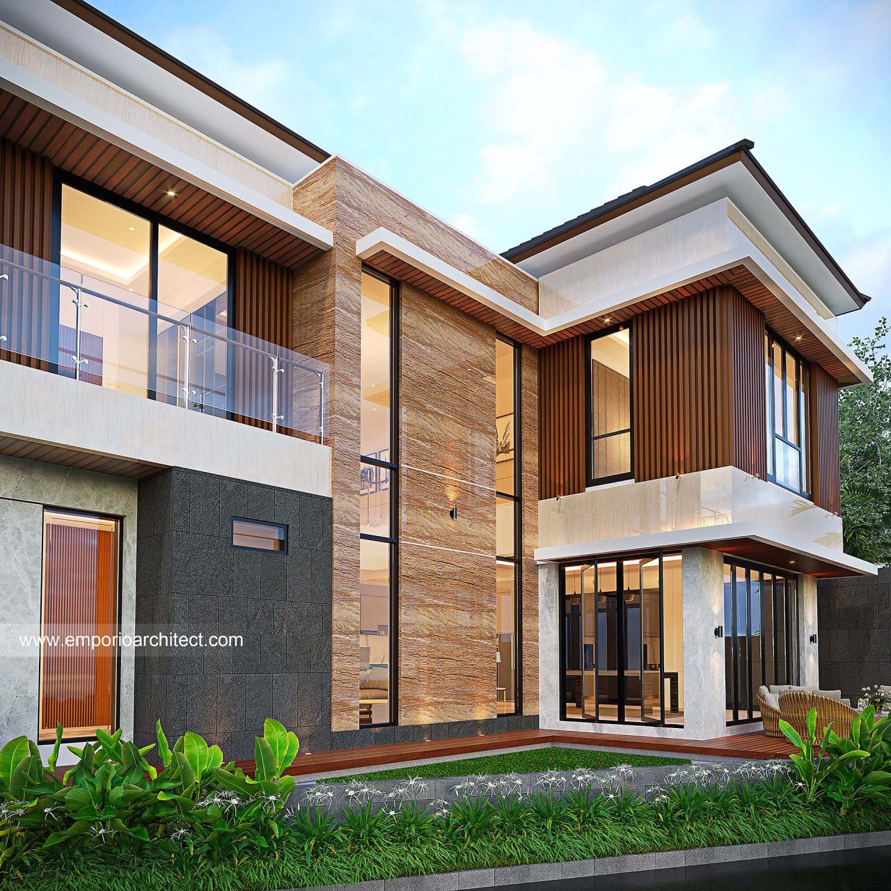 Desain Tampak Detail Samping Rumah Modern 2 Lantai Ibu Nkn Di Palembang 35795 Desain Balkon 3134