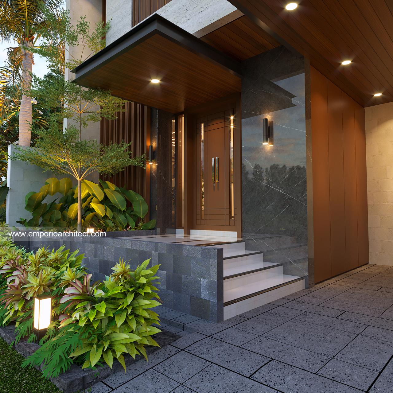 Desain Tampak Detail Depan Rumah Modern Lantai Ibu Ida Di Jakarta