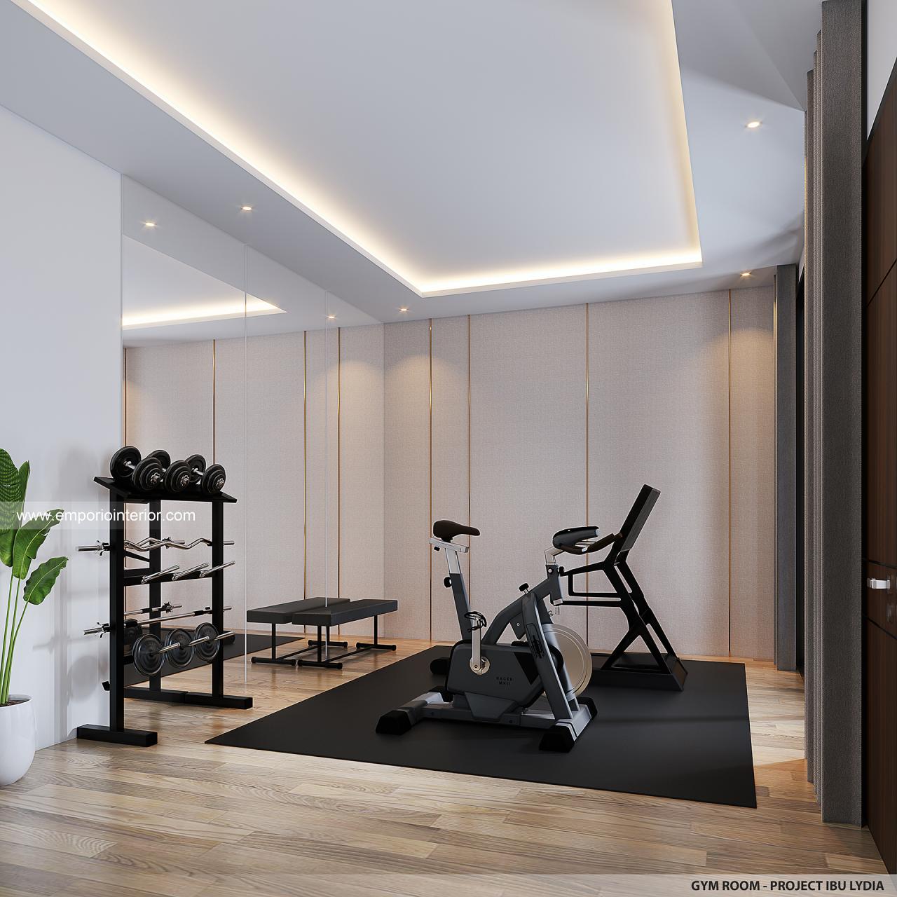 Desain Ruang Gym Rumah Modern 2 Lantai Ibu LDY di Jakarta - #