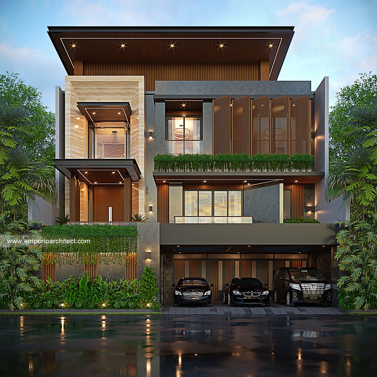 Gambar Desain Rumah Modern 3 Lantai Ibu ISR II di  Makassar