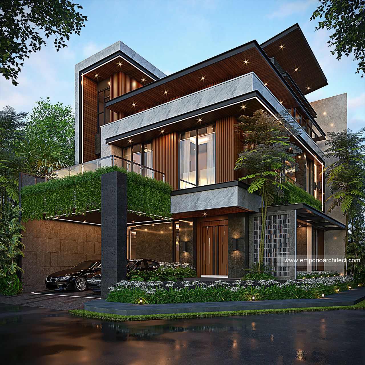 Gambar Desain Rumah Modern 3 Lantai Bapak KT di  PIK, Jakarta Utara