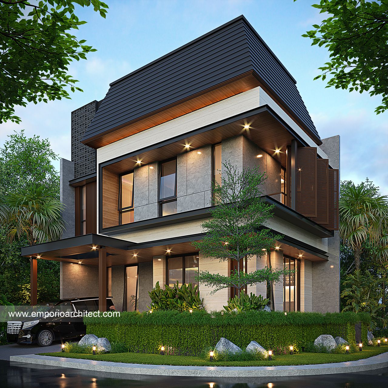 Gambar Desain Rumah Modern 3 Lantai Ibu MNH 1690 di  BSD, Tangerang Selatan